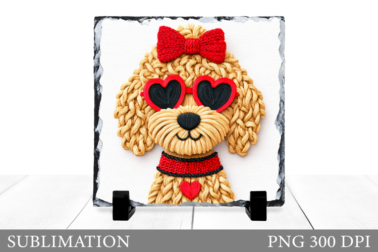 Crochet Dog Sublimation. Valentines Dog Slate Design