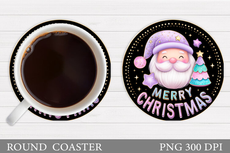 Cute Santa Coaster Sublimation. Santa Claus Coaster Design example image 1
