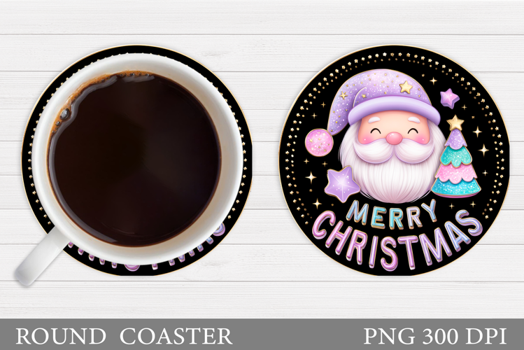 Cute Santa Coaster Sublimation. Santa Claus Coaster Design