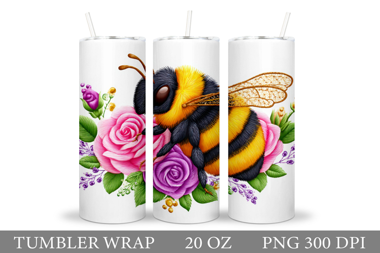 Bee Tumbler Design. Flowers Tumbler Sublimation example image 1