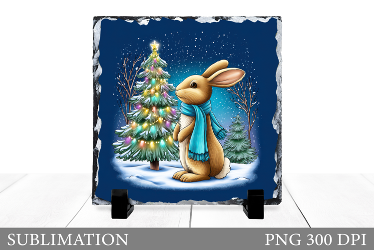 Christmas Bunny Sublimation. Christmas Bunny Slate Design