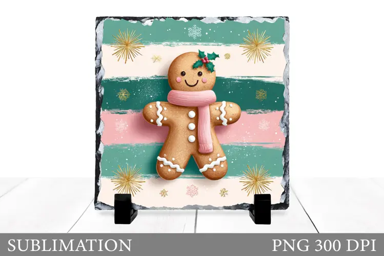 Cute Gingerbread Sublimation. Gingerbread Slate Design