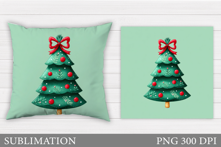 Christmas Tree Pillow Design. Christmas Pillow Sublimation