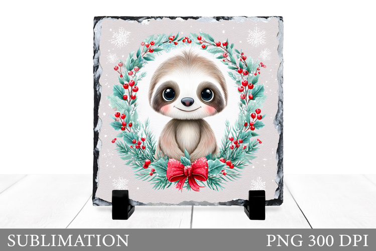 Christmas Sloth Sublimation. Christmas Sloth Slate Design