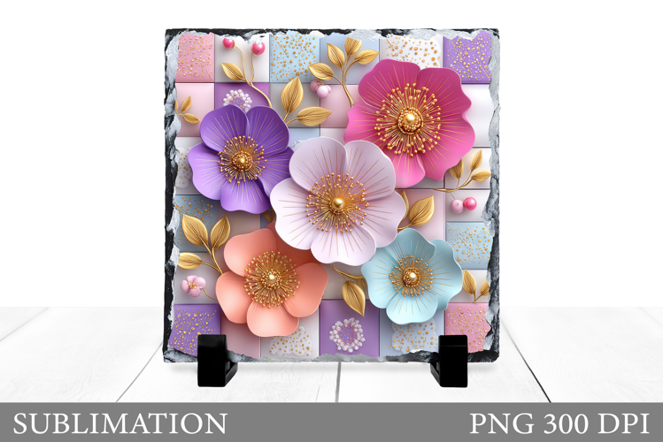 Flowers Slate Sublimation. Floral Sublimation