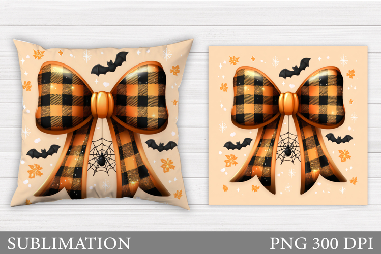 Halloween Bow Pillow Design. Halloween Pillow Sublimation