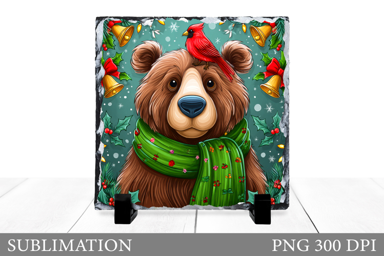Christmas Bear Sublimation. Christmas Bear Slate Design