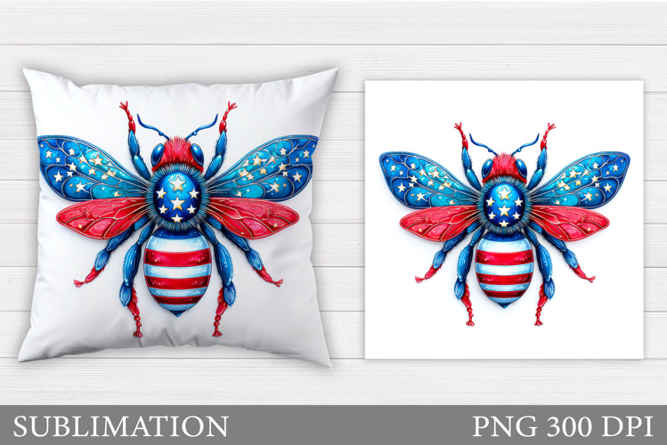 Patriotic Bee Pillow. Patriotic Pillow Sublimation