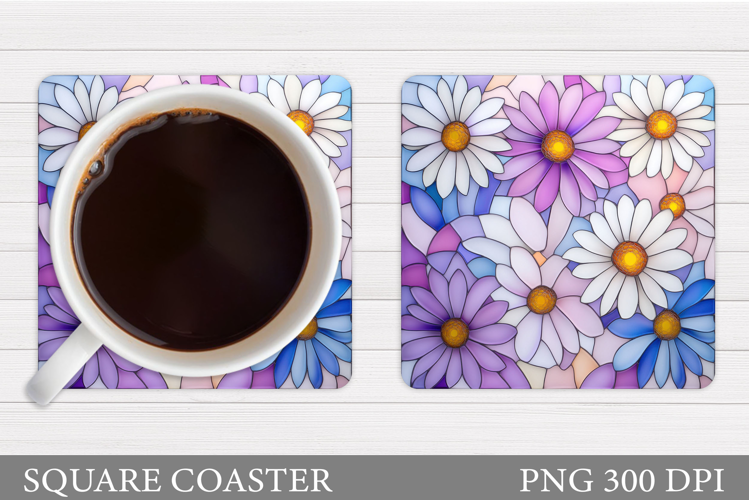 Daisy Flowers Coaster Design. Flowers Sublimation