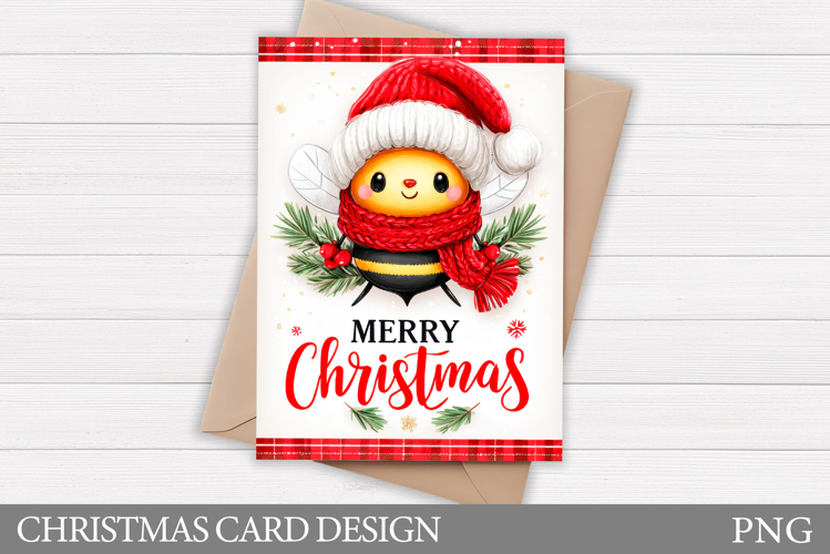 Christmas Bee Card Design. Christmas Card Printable