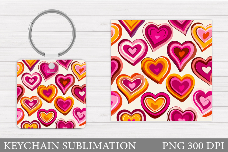Hearts Keychain Design. Valentine Keychain Sublimation