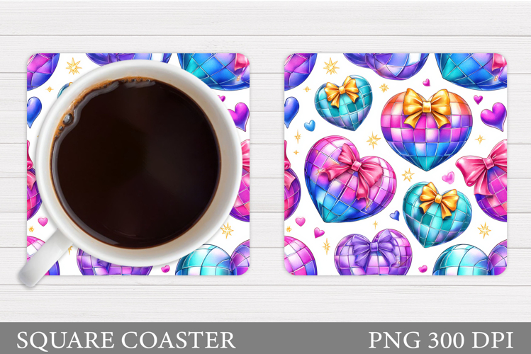 Hearts Coaster Sublimation. Hearts Square Coaster Design
