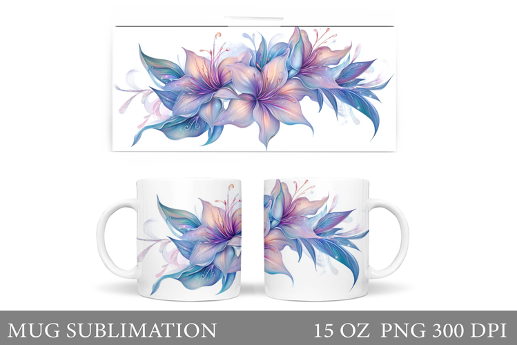 Floral Mug Sublimation. Flowers Mug Wrap Design