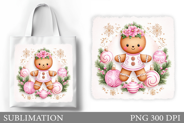 Gingerbread Tote Bag Design. Christmas Tote Bag Sublimation