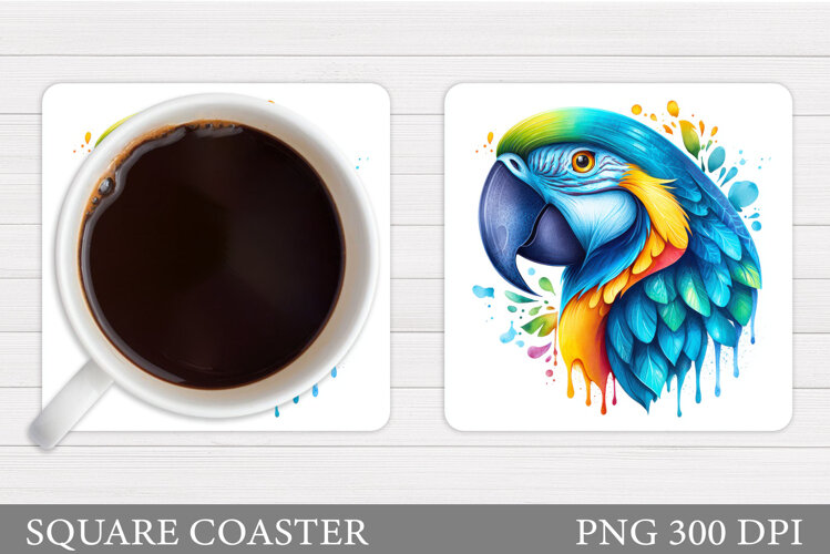 Parrot Square Coaster Design. Parrot Coaster Sublimation example image 1