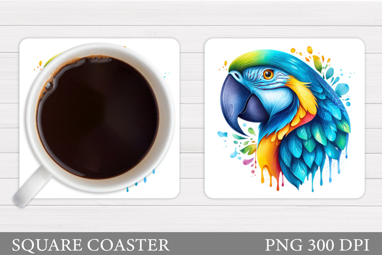 Parrot Square Coaster Design. Parrot Coaster Sublimation