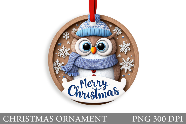 Christmas Owl Christmas Ornament. Christmas Owl Sublimation