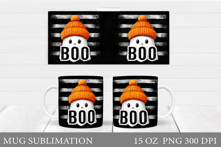 Cute Ghost Mug Sublimation. Halloween Mug Design