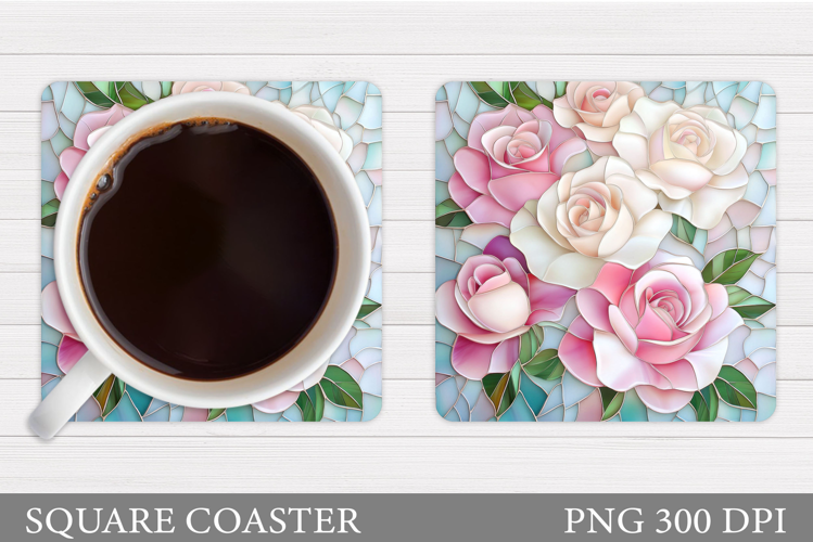 Roses Coaster Sublimation. Flowers Coaster Design