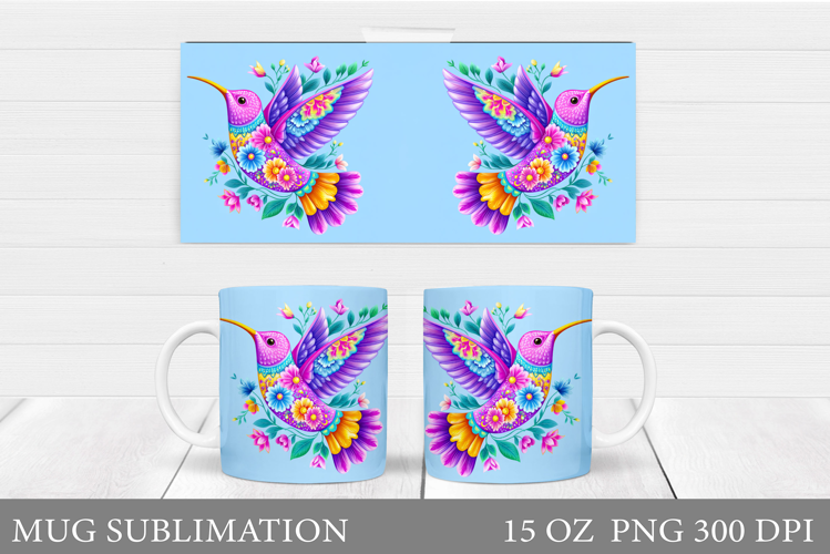 Hummingbird Mug Wrap Design. Hummingbird Sublimation