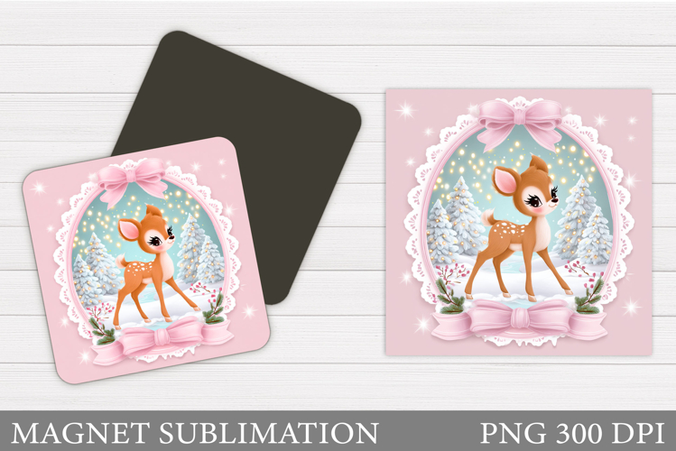 Reindeer Magnet Design. Christmas Magnet Sublimation