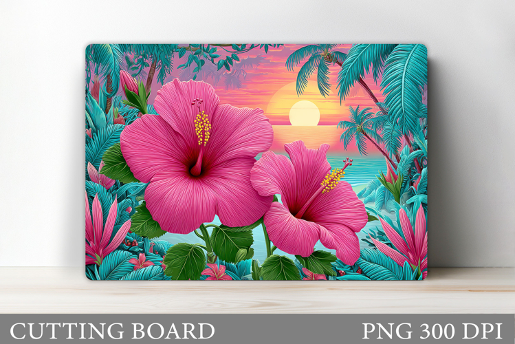 Hibiscus Cutting Board. Floral Cutting Board Sublimation