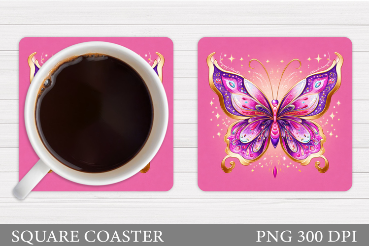Butterfly Coaster Sublimation. Butterfly Square Coaster
