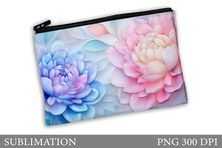 Flowers Makeup Bag Design. Floral Makeup Pouch Sublimation