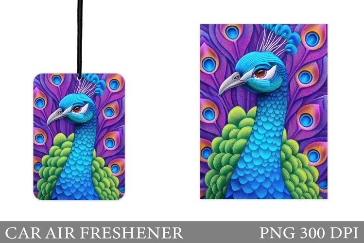 Peacock Car Air Freshener Design. Peacock Sublimation