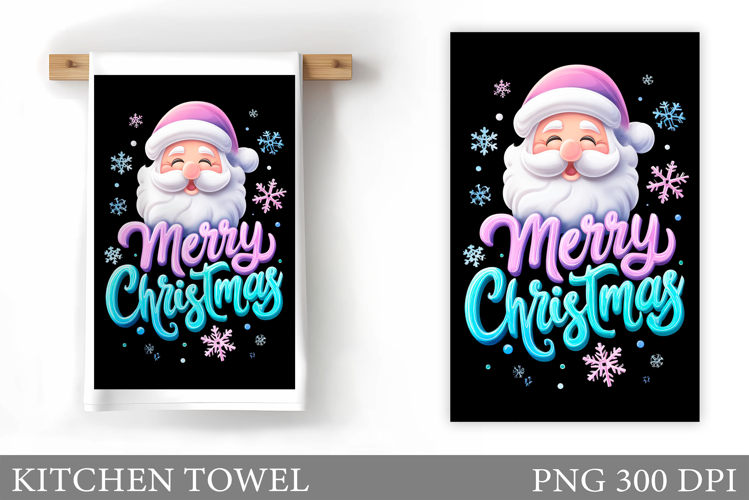 Santa Claus Kitchen Towel. Christmas Kitchen Towel Design