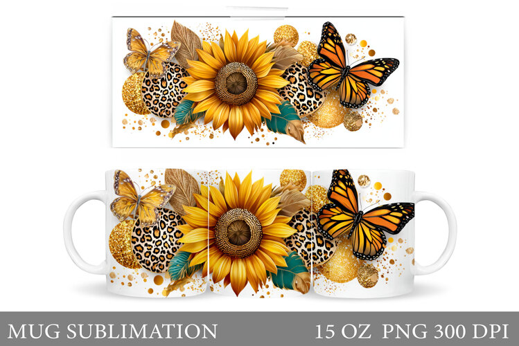 Butterflies Mug Sublimation. Butterfly Mug Design example image 1