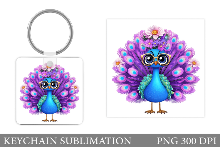 Peacock Keychain Design. Peacock Sublimation