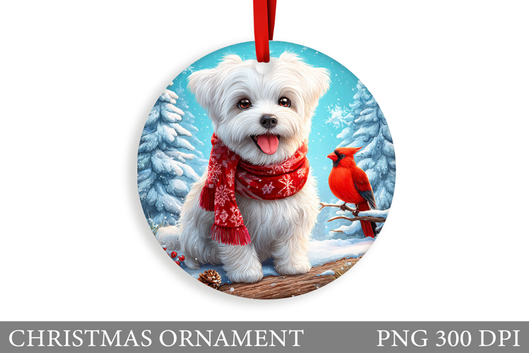 Cute Dog Christmas Ornament. Winter Dog Christmas Ornament