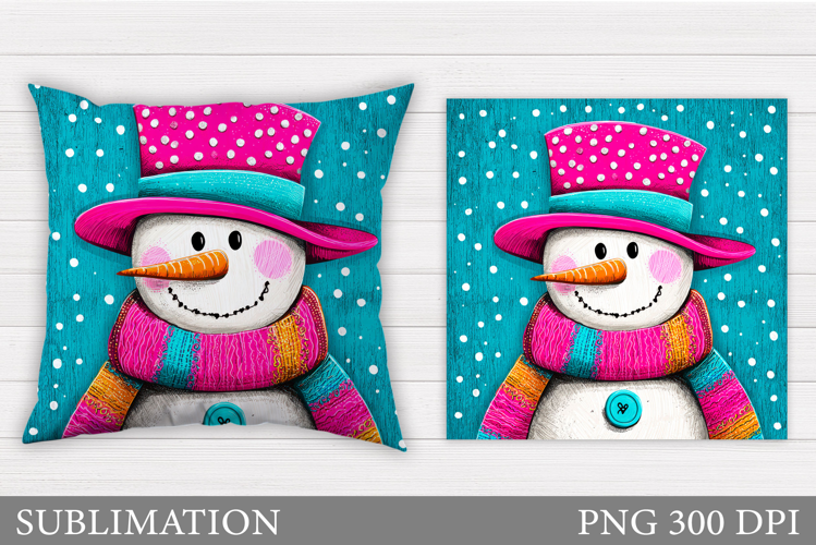 Cute Snowman Pillow Sublimation. Christmas Pillow Design
