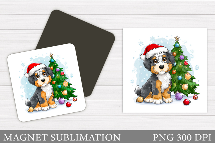 Christmas Dog Magnet Design. Christmas Magnet Sublimation