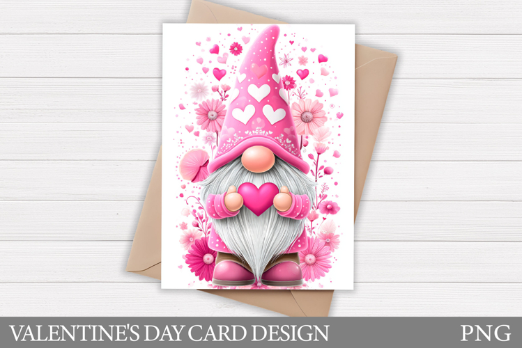 Valentines Gnome Card Printable. Valentines Card Design