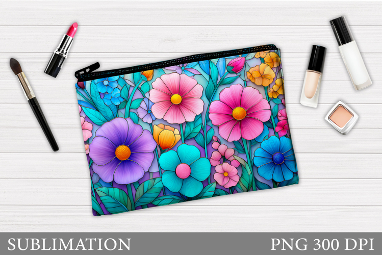 Wildflowers Makeup Bag. Flowers Makeup Pouch Sublimation example image 1