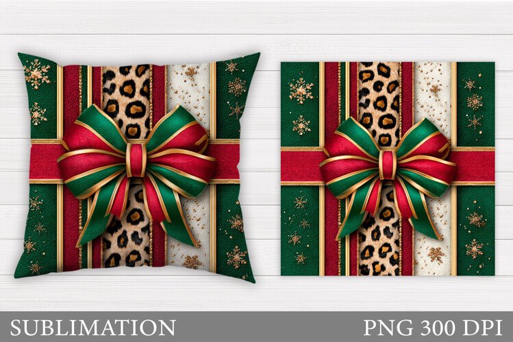 Christmas Bow Pillow Design. Christmas Pillow Sublimation example image 1