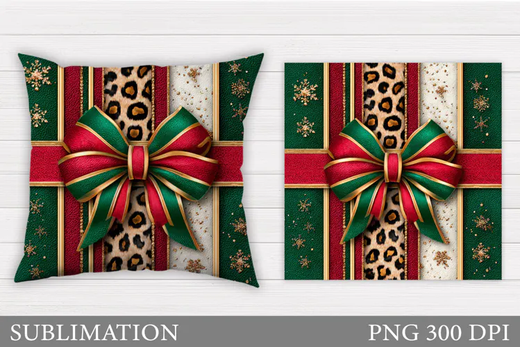 Christmas Bow Pillow Design. Christmas Pillow Sublimation