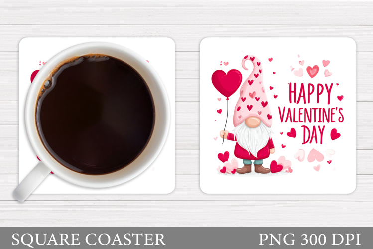 Valentines Gnome Coaster. Valentines Coaster Sublimation