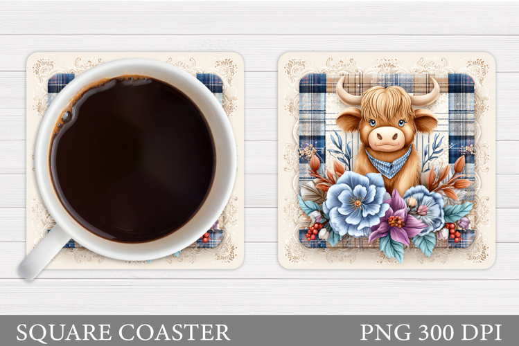 Fall Cow Coaster Design. Fall Coaster Sublimation