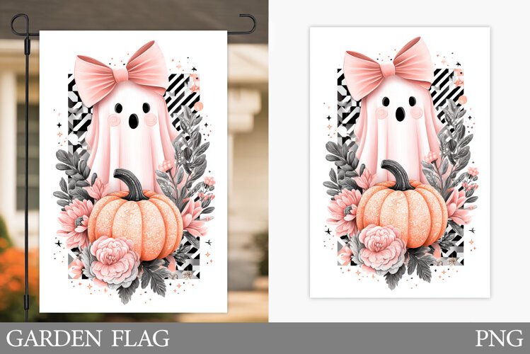 Ghost Garden Flag Sublimation. Halloween Garden Flag Design example image 1