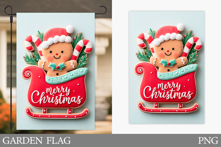 Gingerbread Garden Flag. Christmas Garden Flag Design