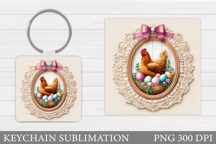 Easter Chicken Keychain Design. Easter Keychain Sublimation