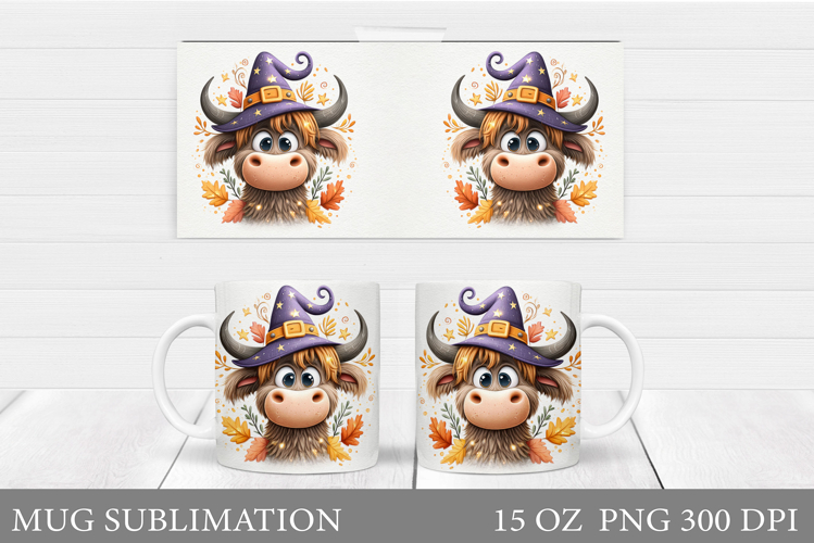 Cute Cow Mug Design. Halloween Cow Mug Sublimation