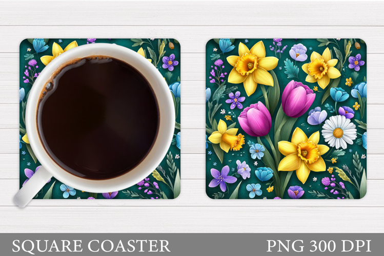 Floral Coaster Design. Flowers Coaster Sublimation