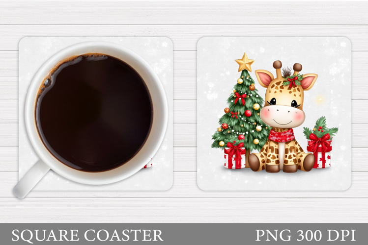 Christmas Giraffe Coaster. Christmas Coaster Sublimation