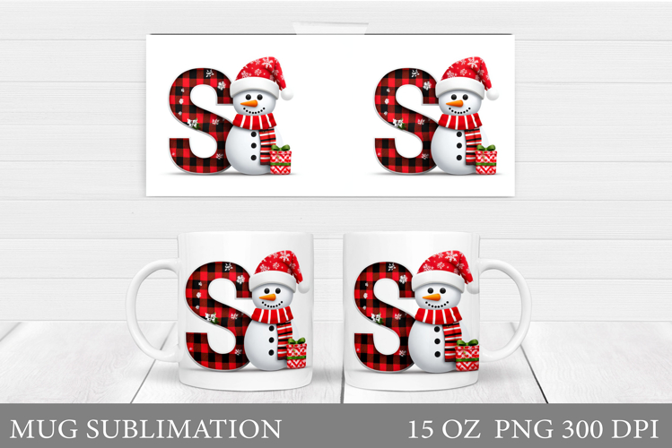 Christmas Letter S Sublimation. Christmas Mug Design