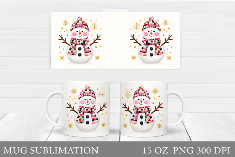 Cute Snowman Mug Design. Christmas Mug Sublimation