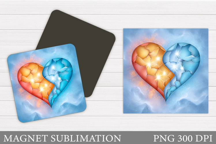 Heart Magnet Design. Valentines Magnet Sublimation
